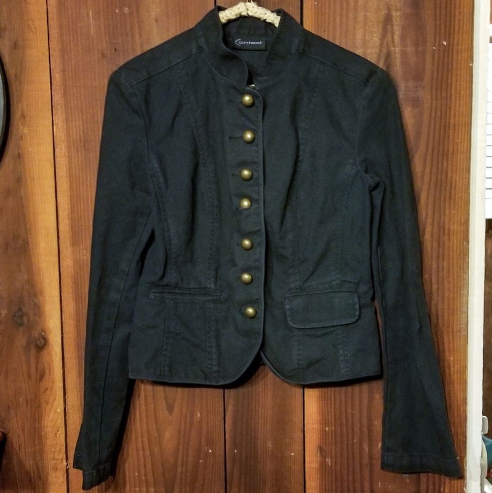 Context Button Up Black Blazer